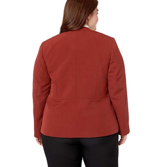 NWT! Kasper Kiss Front Plus Collarless Blazer Russet Plus 16 - Picture 4 of 8